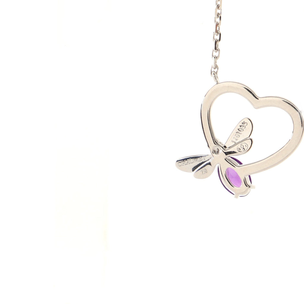 Attrape-Moi Heart Pendant Necklace 18K White Gold with Diamonds and Amethyst