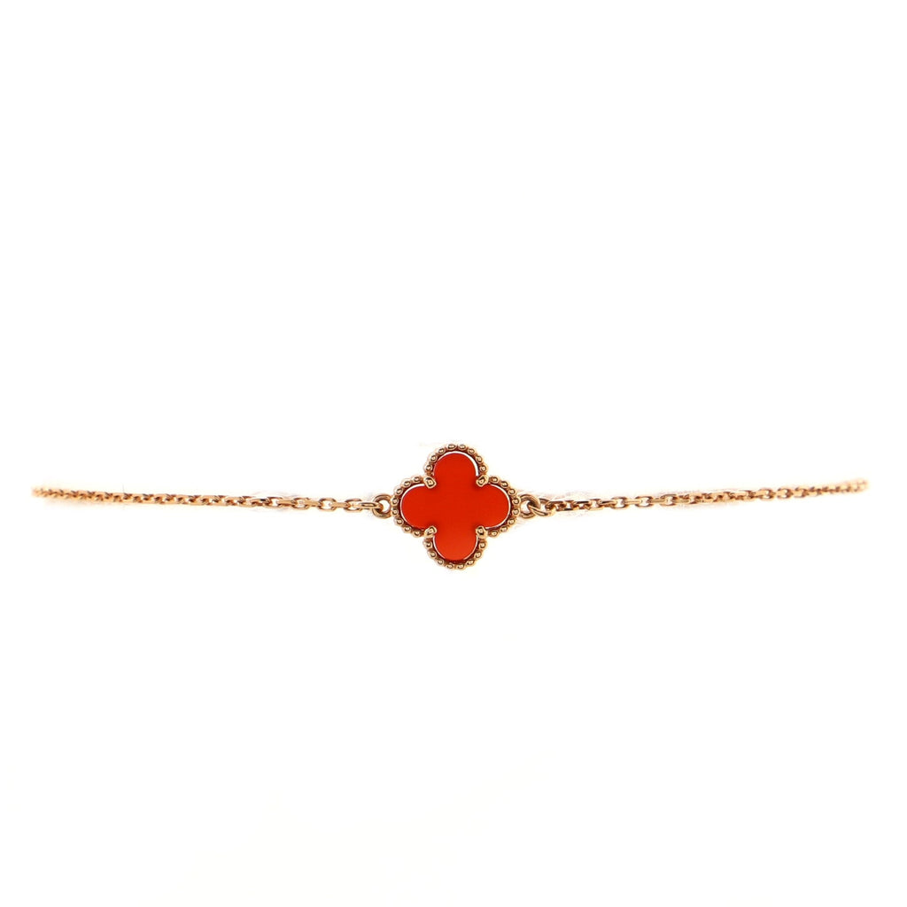 Sweet Alhambra Bracelet 18K Rose Gold and Carnelian