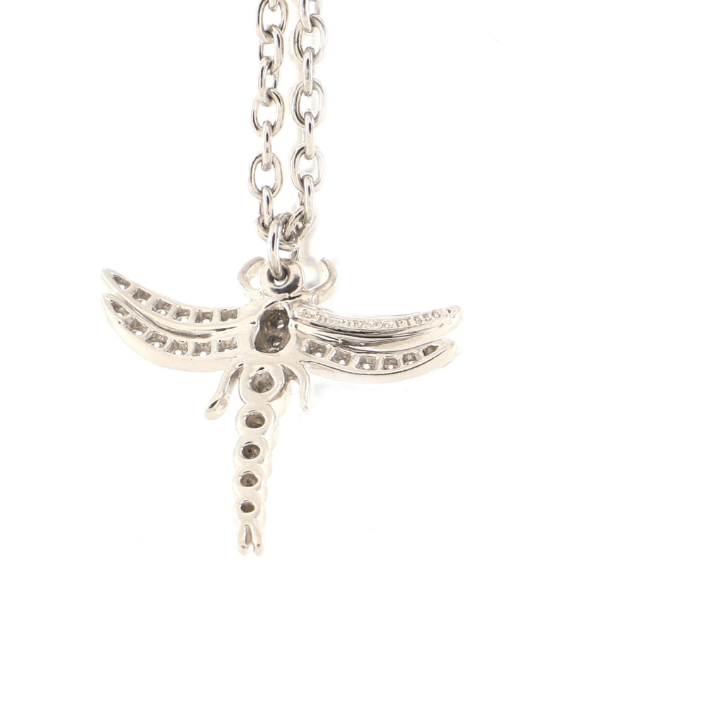 Dragonfly Pendant Necklace Platinum with Diamonds