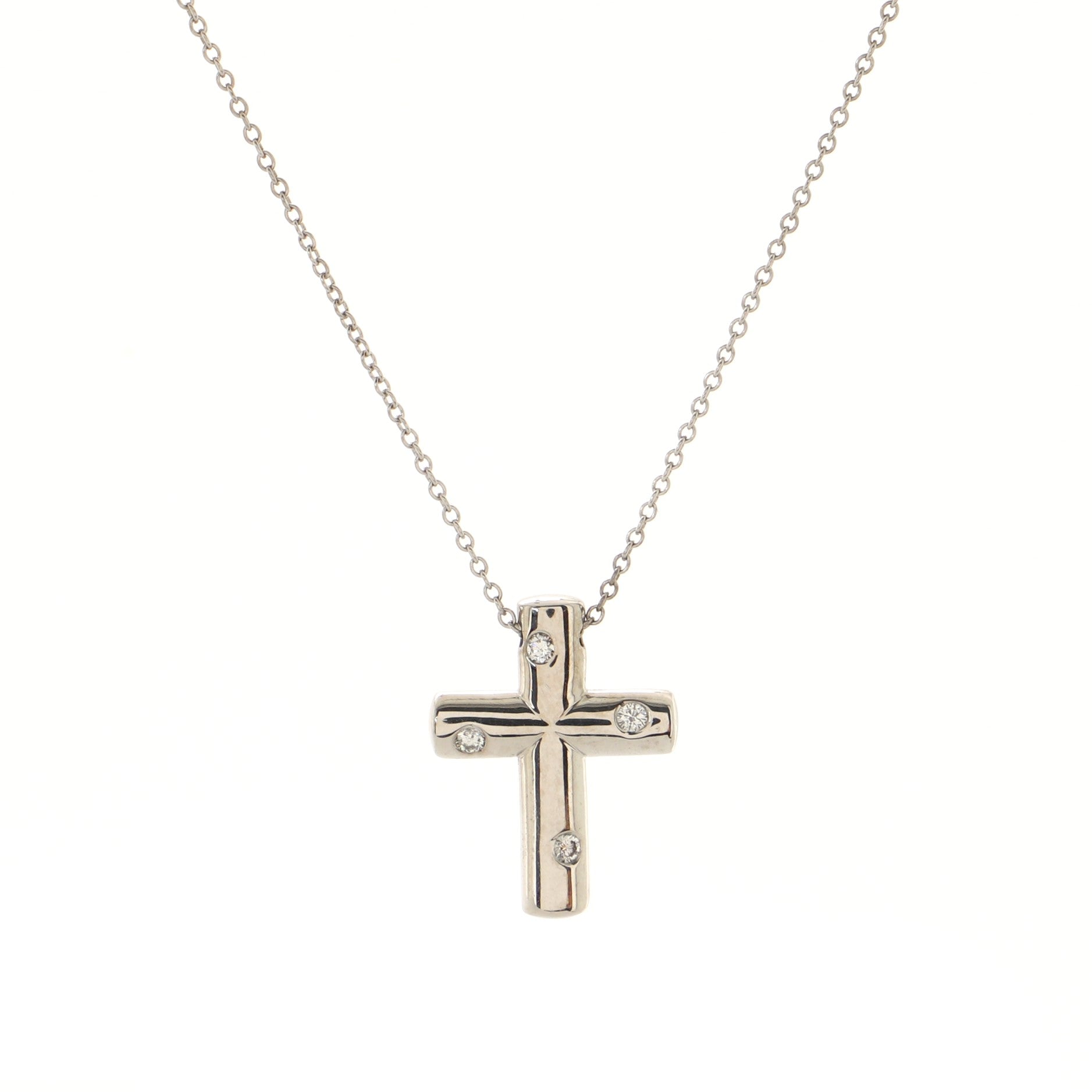 Etoile Cross Pendant Necklace Platinum with Diamonds