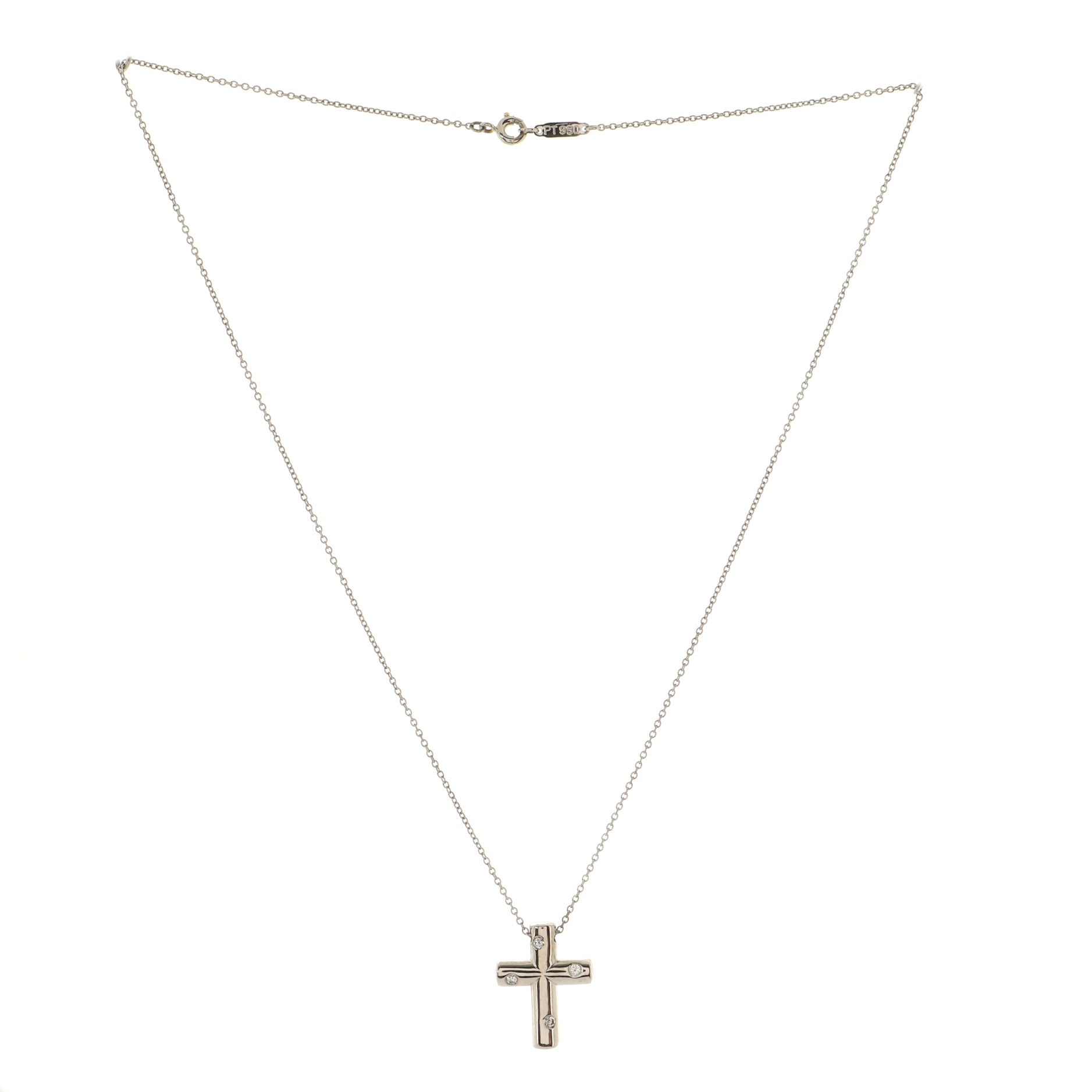 Etoile Cross Pendant Necklace Platinum with Diamonds