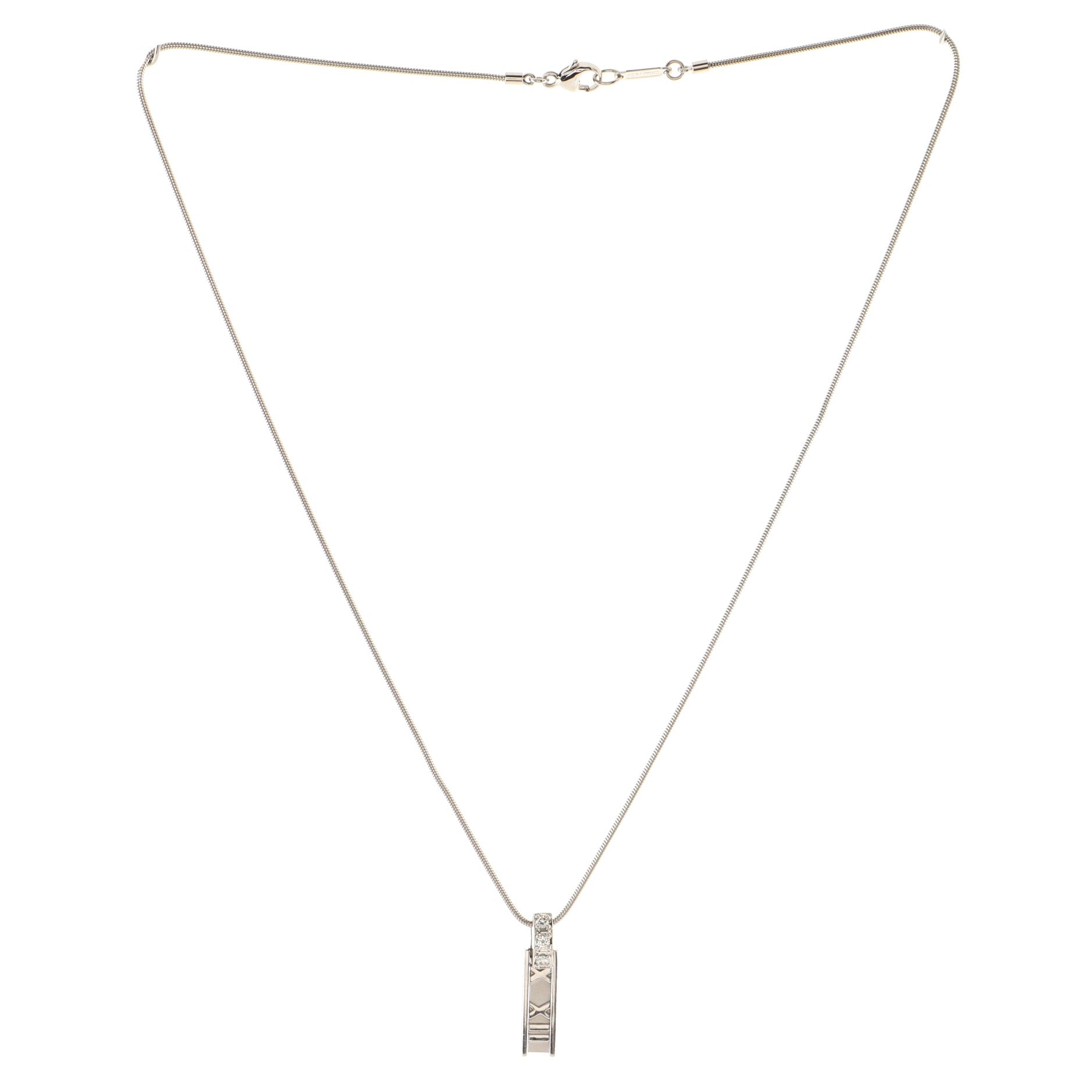 Atlas Bar Pendant Necklace 18K White Gold with Diamonds