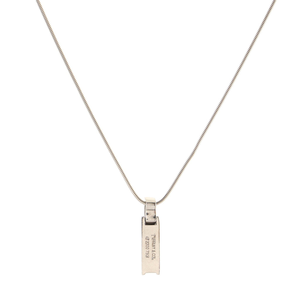 Atlas Bar Pendant Necklace 18K White Gold with Diamonds