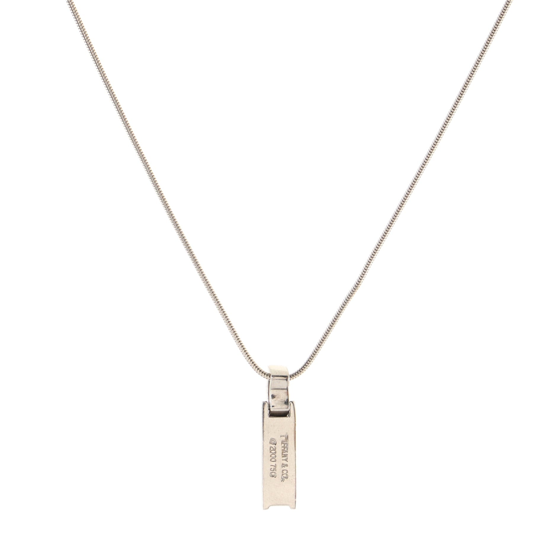 Atlas Bar Pendant Necklace 18K White Gold with Diamonds