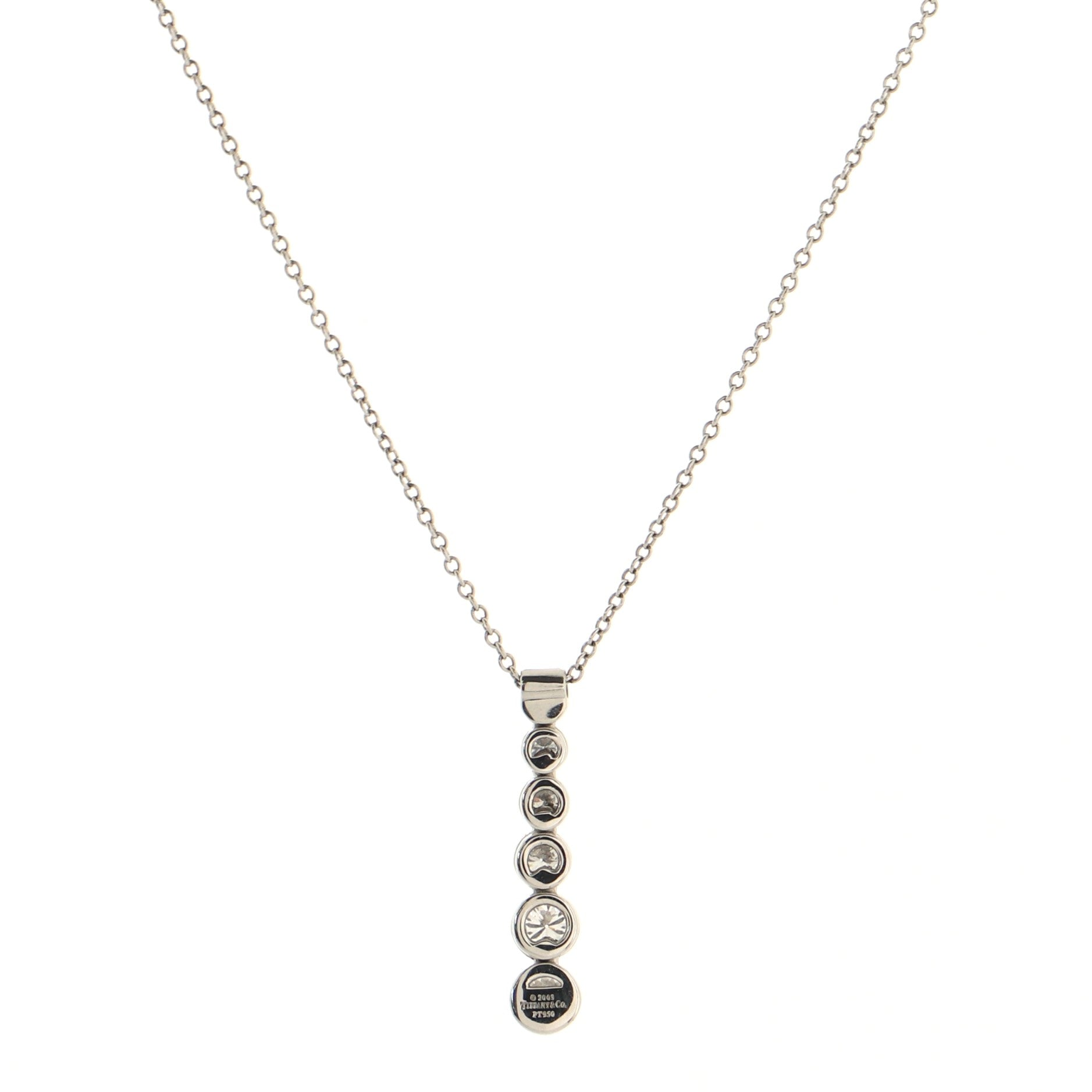 Jazz Graduated Drop Pendant Necklace Platinum with Diamonds