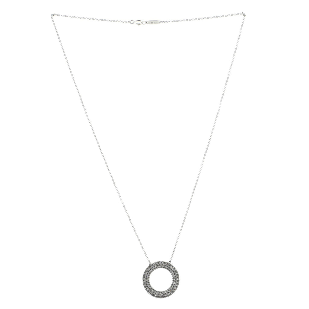 Metro Three-Row Circle Pendant Necklace 18K White Gold and Diamonds