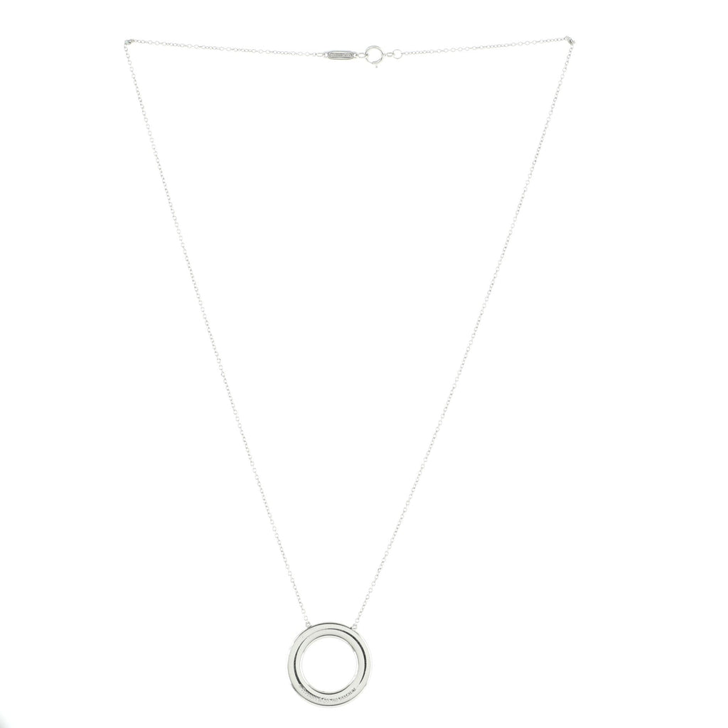 Metro Three-Row Circle Pendant Necklace 18K White Gold and Diamonds