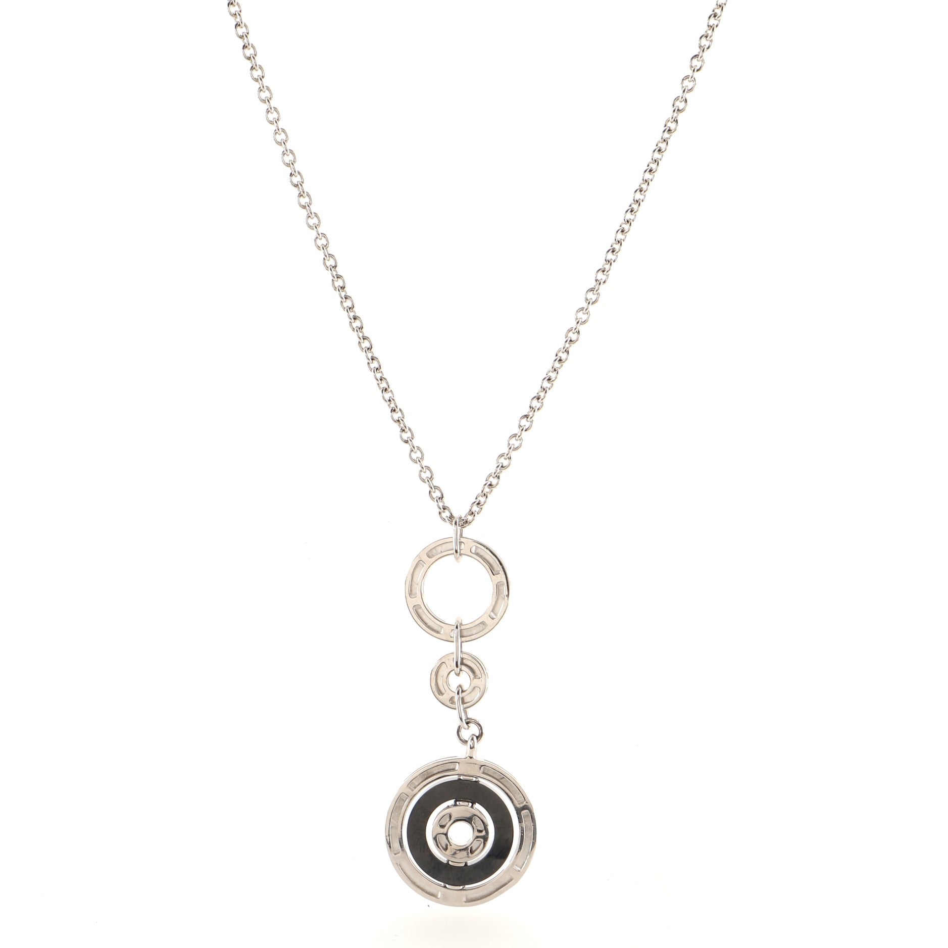 Astrale Cerchi Pendant Necklace 18K White Gold with Ceramic