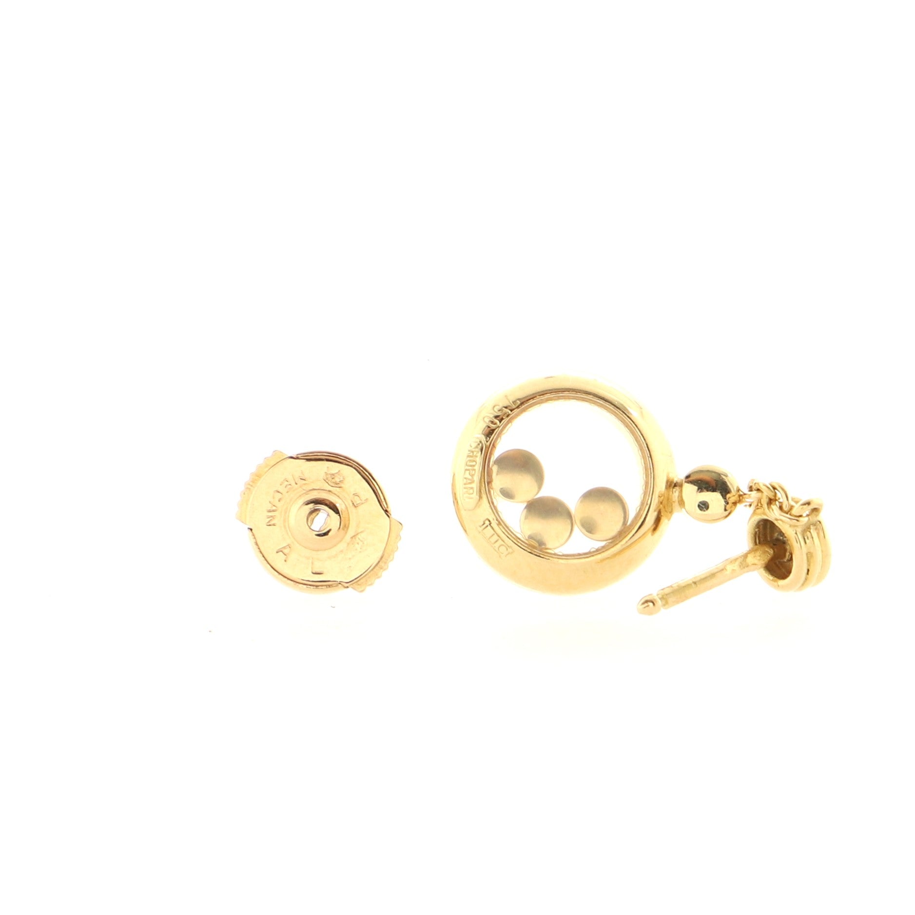 Happy Diamonds Round Earrings 18K Yellow Gold and Floating Diamonds