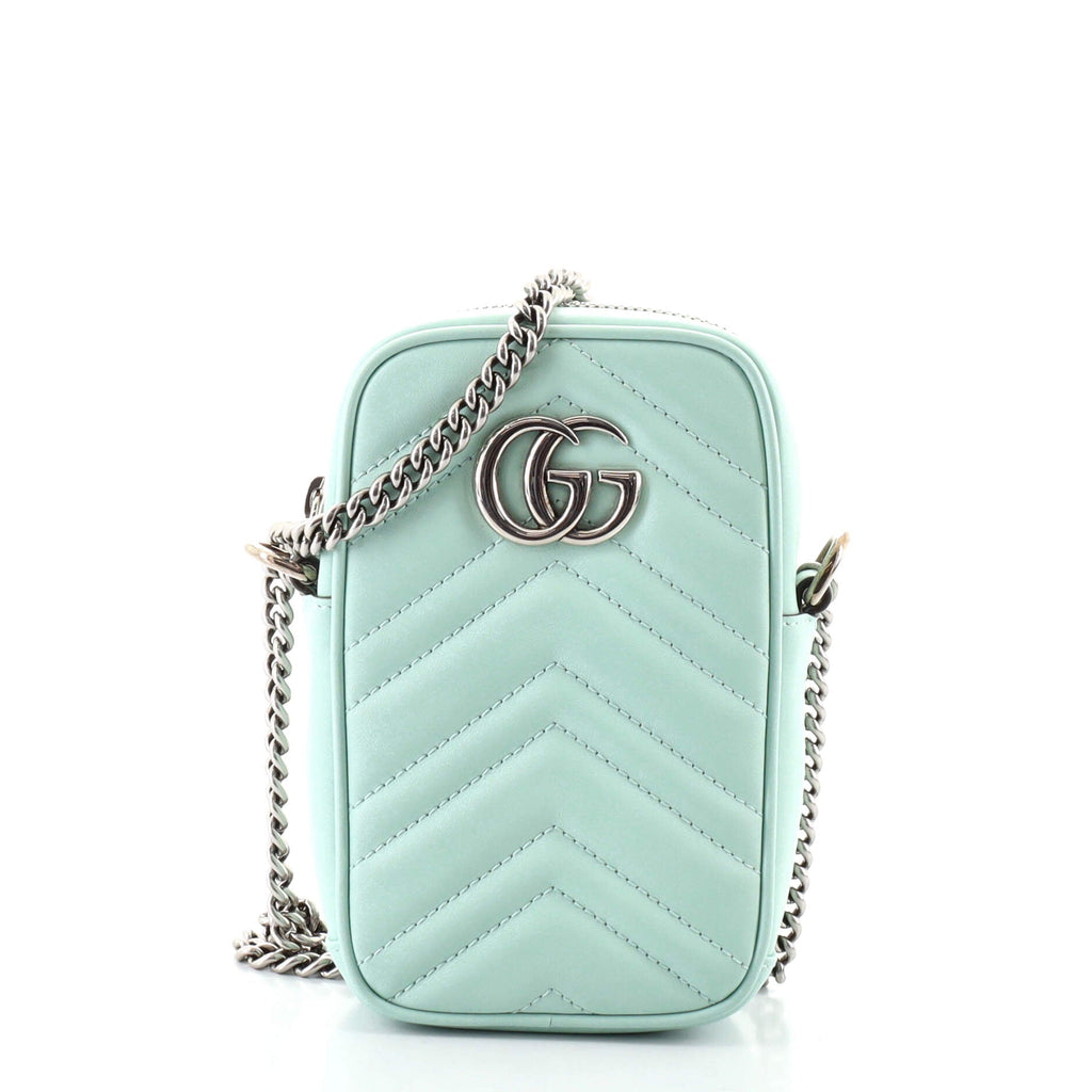 GG Marmont Vertical Phone Crossbody Bag Matelasse Leather Mini