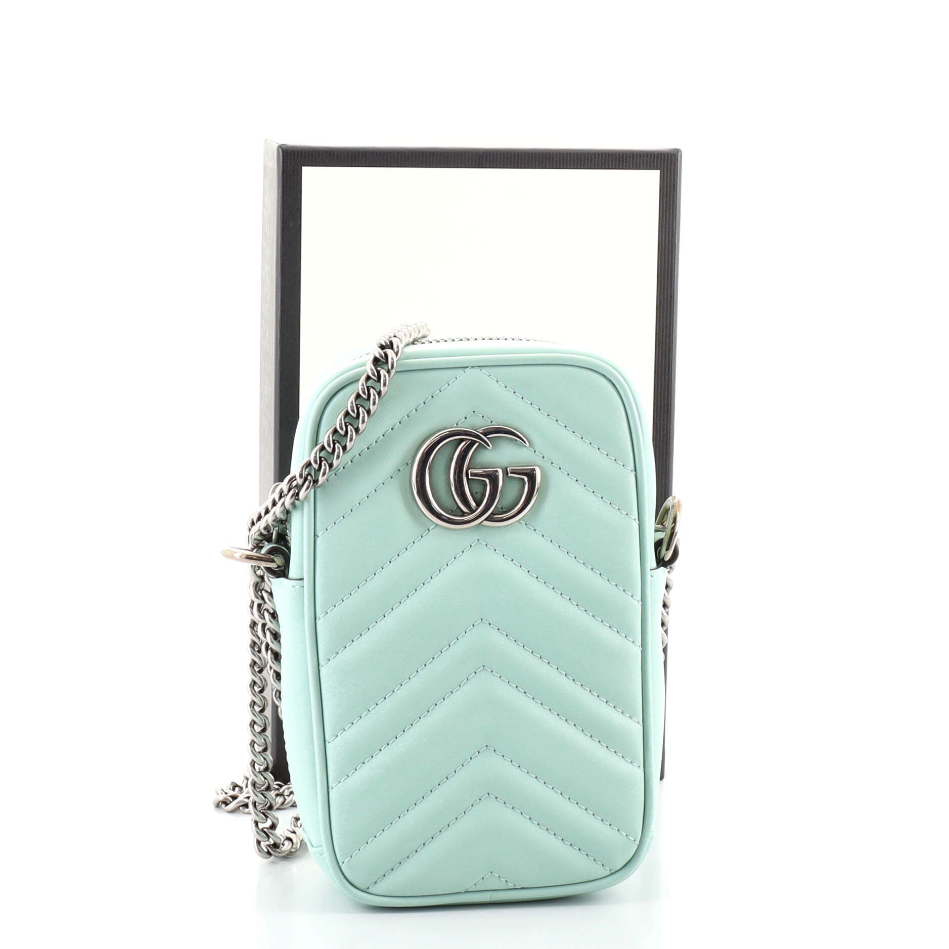GG Marmont Vertical Phone Crossbody Bag Matelasse Leather Mini
