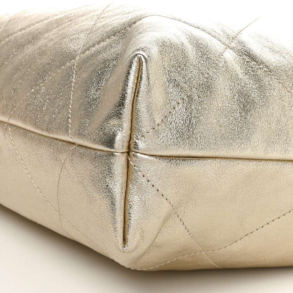 Metallic Calfskin Quilted Chanel 22 Golden