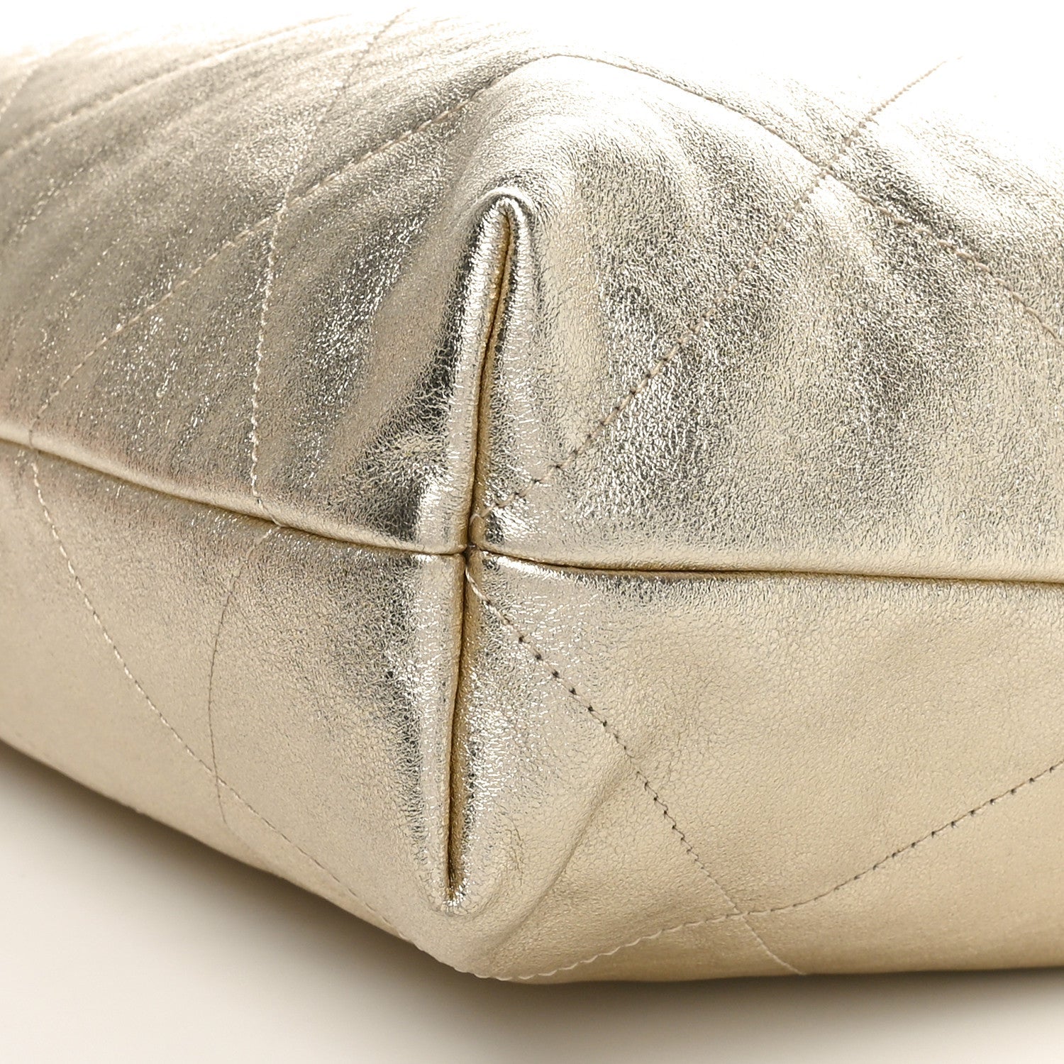 Metallic Calfskin Quilted Chanel 22 Golden