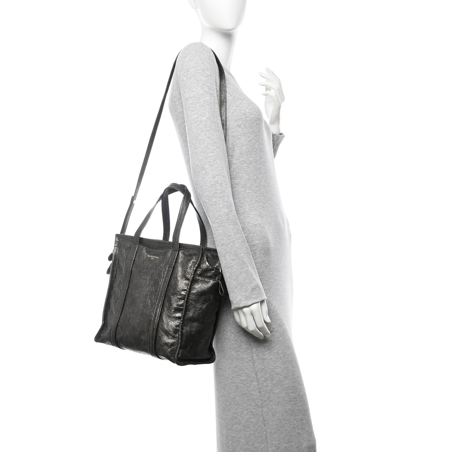 Agneau Small Bazar Shopper Tote Gris Pyrite
