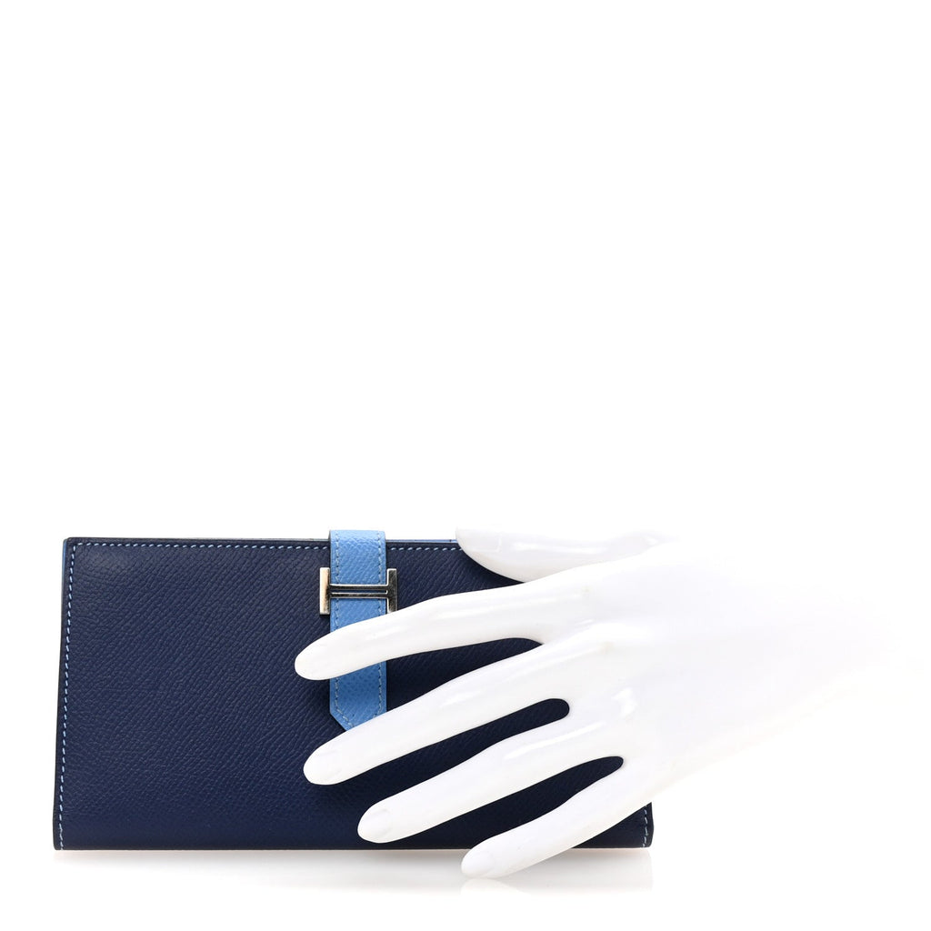 Epsom Bicolor Bearn Gusset Wallet Bleu Saphir Bleu Paradis