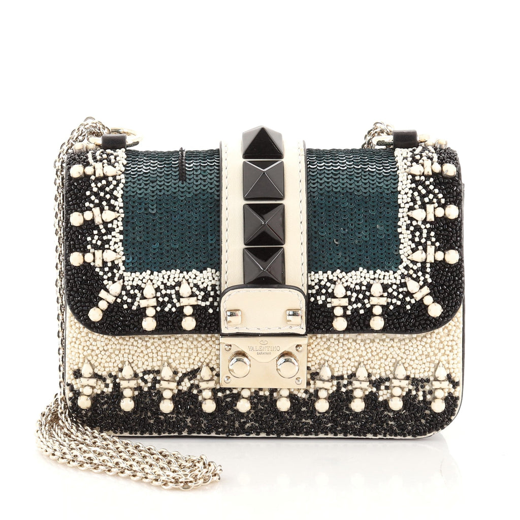 Glam Lock Shoulder Bag Embellished Leather Mini