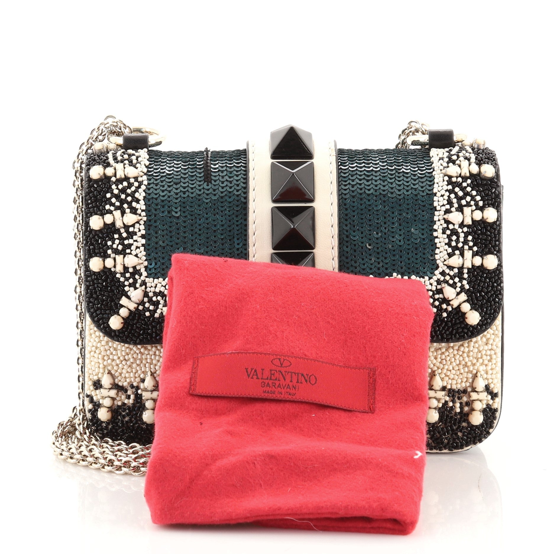 Glam Lock Shoulder Bag Embellished Leather Mini
