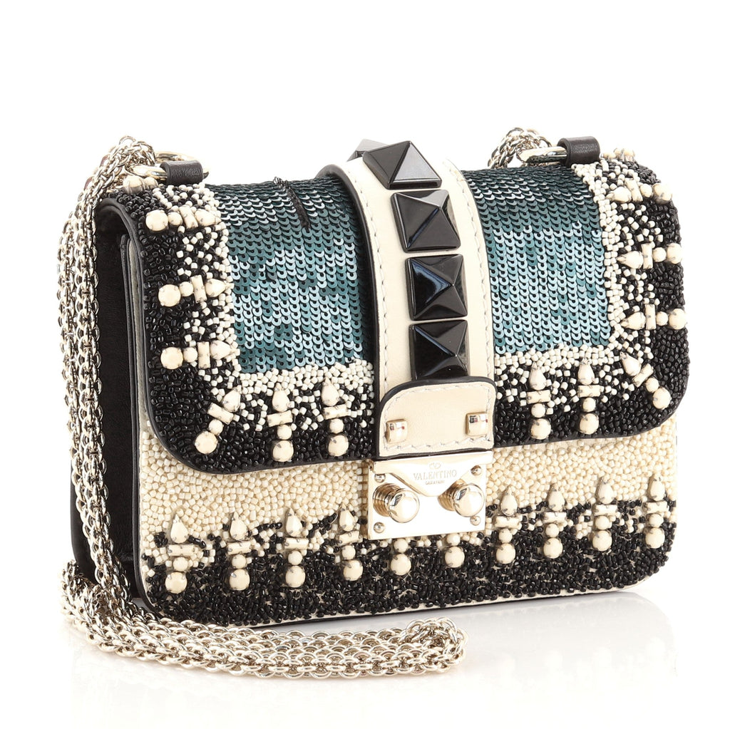 Glam Lock Shoulder Bag Embellished Leather Mini