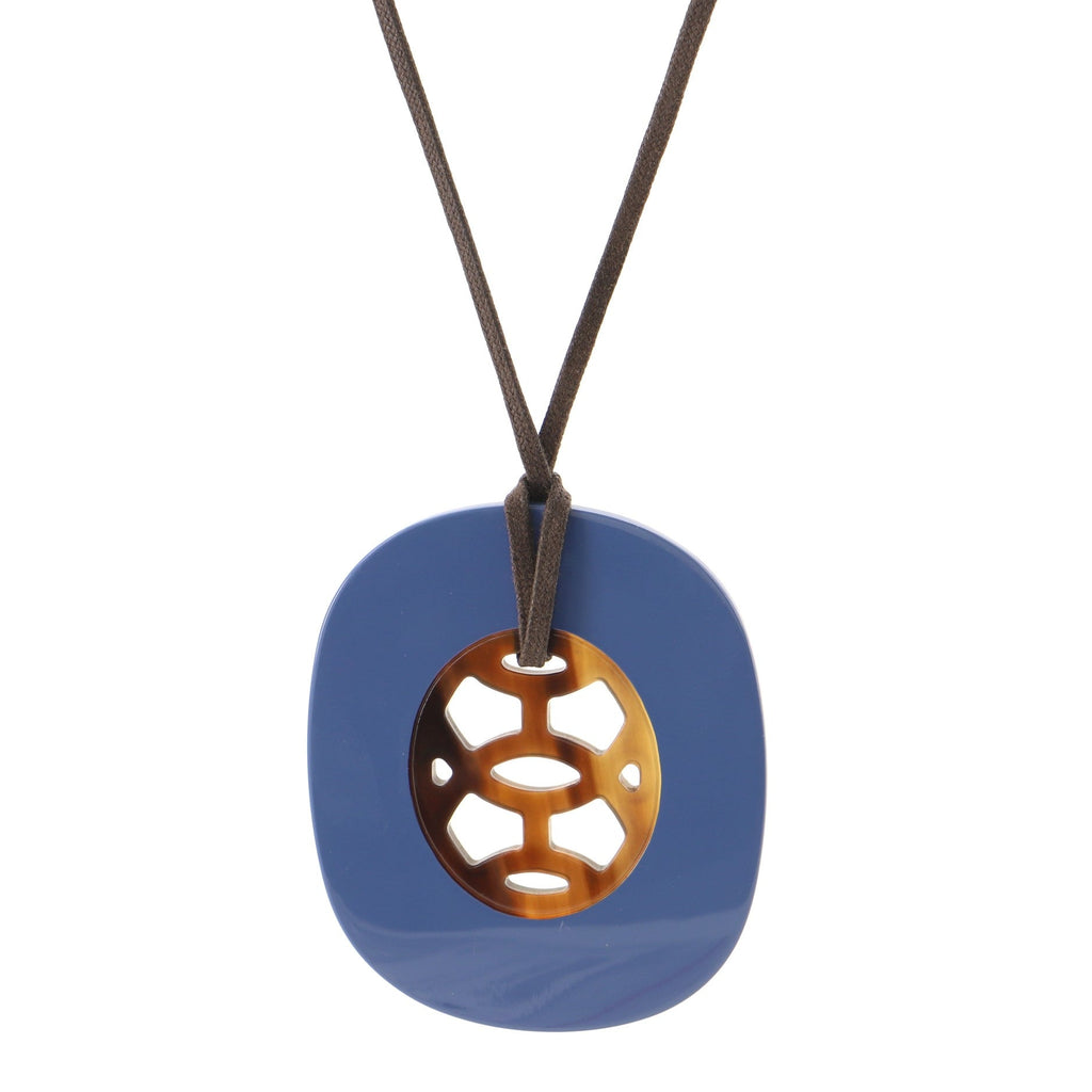 Lift Pendant Necklace Buffalo Horn and Lacquered Wood GM