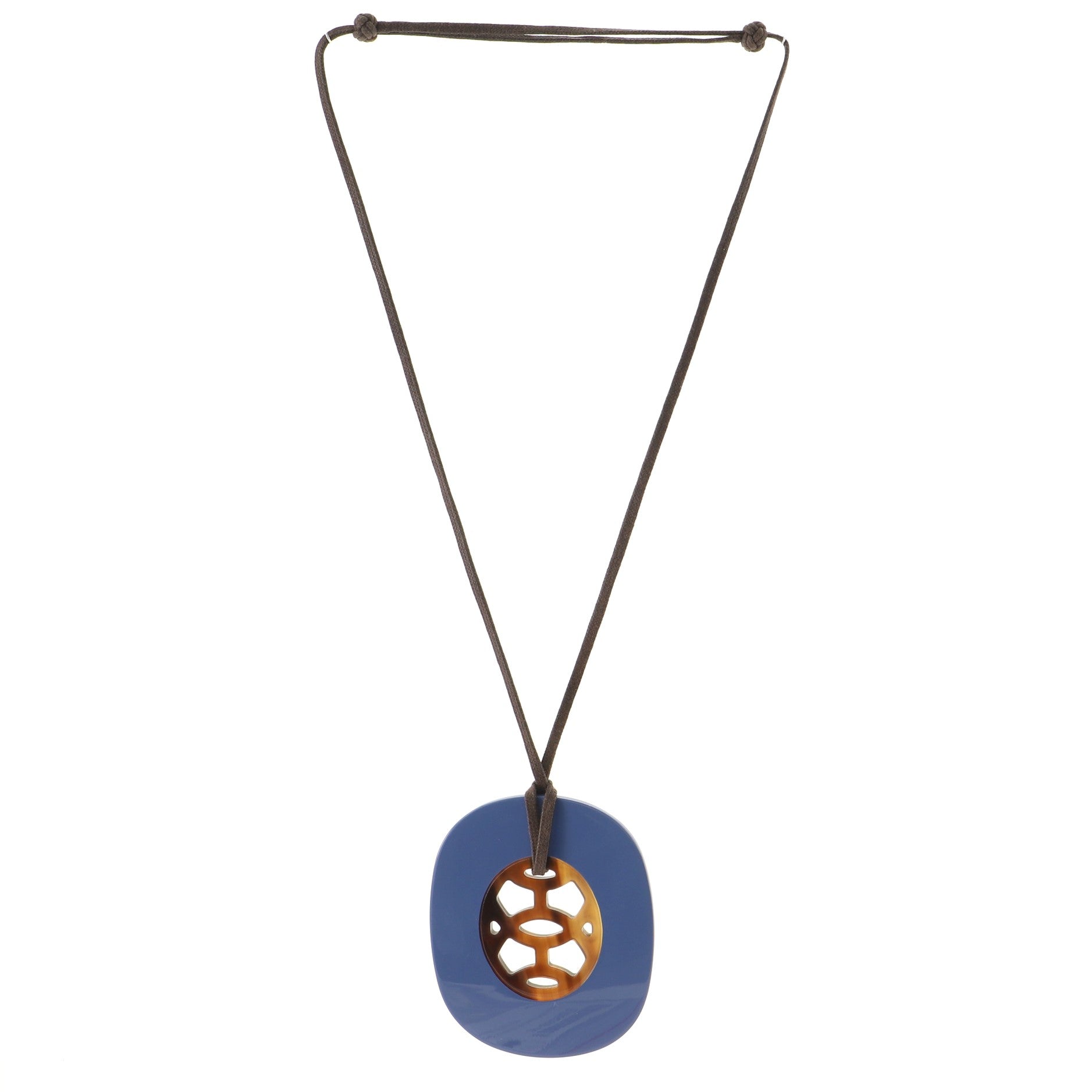 Lift Pendant Necklace Buffalo Horn and Lacquered Wood GM