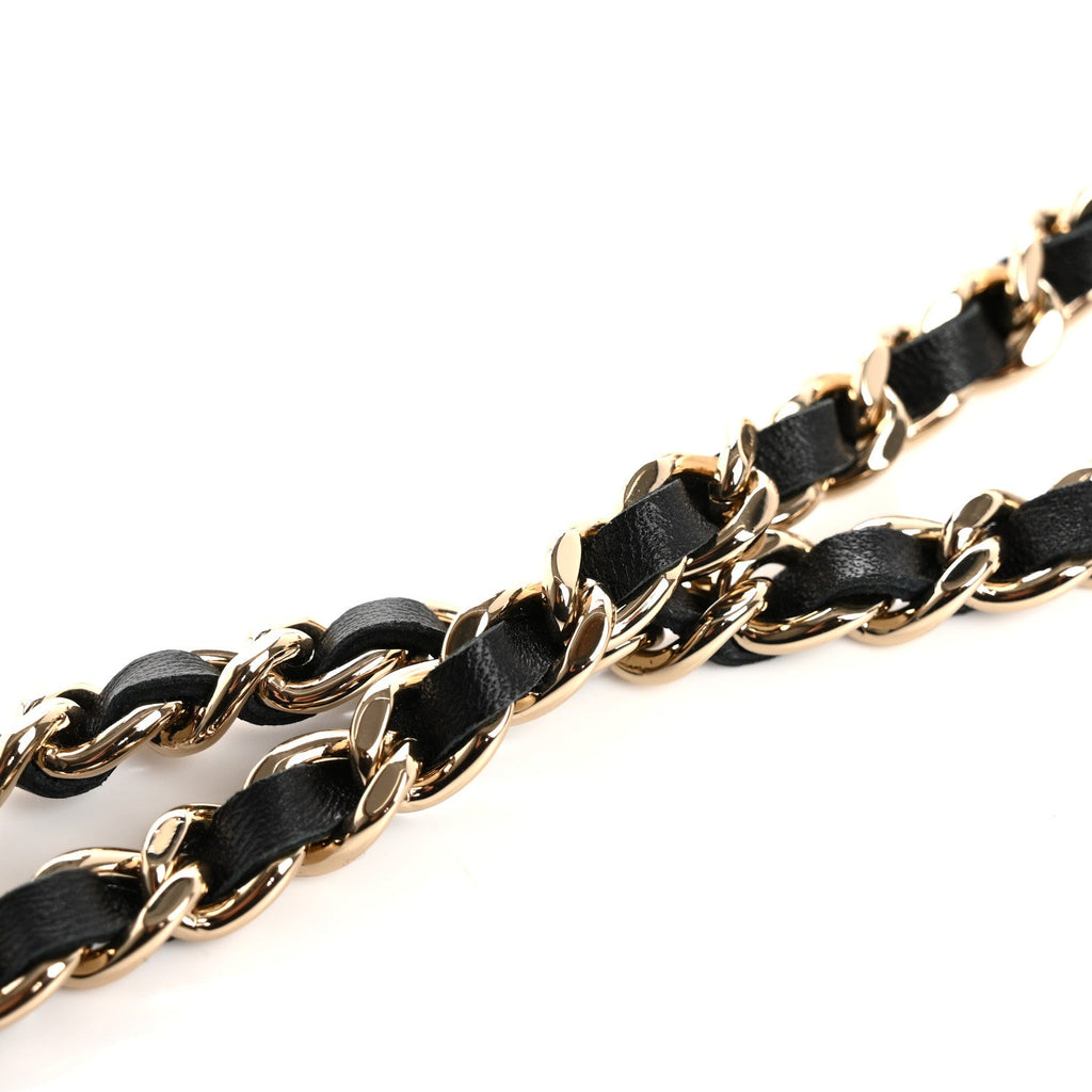 Lambskin Quilted Pearl Top Handle Clutch With Chain Black