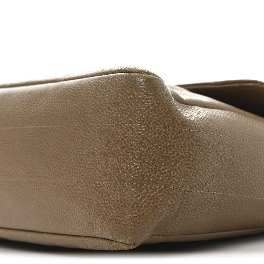 Caviar Vertical Quilted Jumbo Flap Beige