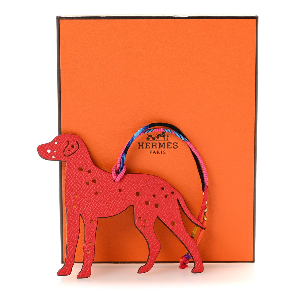 Epsom Togo Petit H Dalmatian Bag Charm GM Rouge Casaque Gold