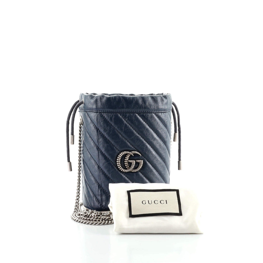 GG Marmont Bucket Bag Diagonal Quilted Leather Mini