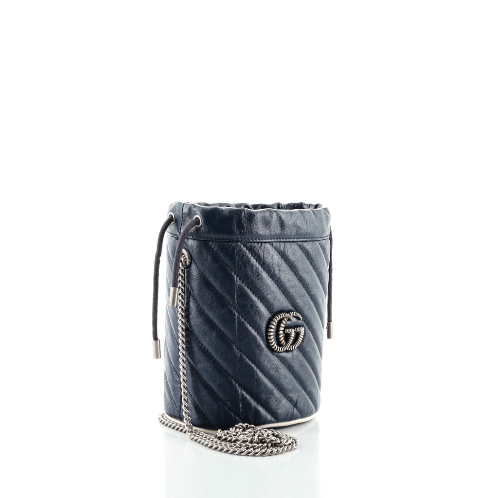 GG Marmont Bucket Bag Diagonal Quilted Leather Mini