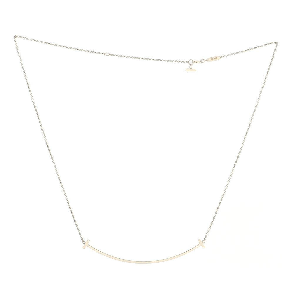 T Smile Pendant Necklace 18K White Gold XL