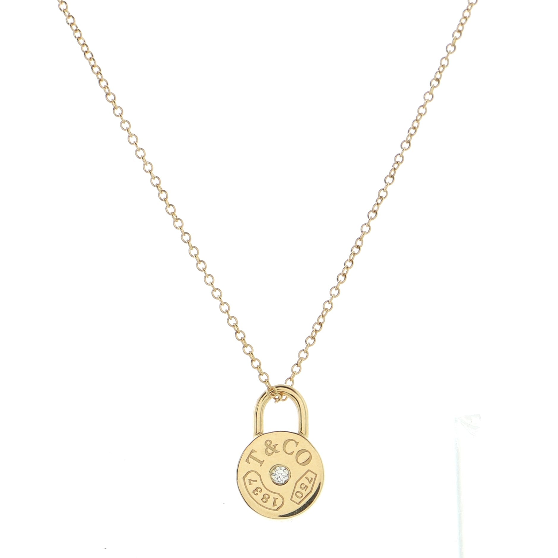 1837 Round Lock Pendant Necklace 18K Yellow Gold with Diamond