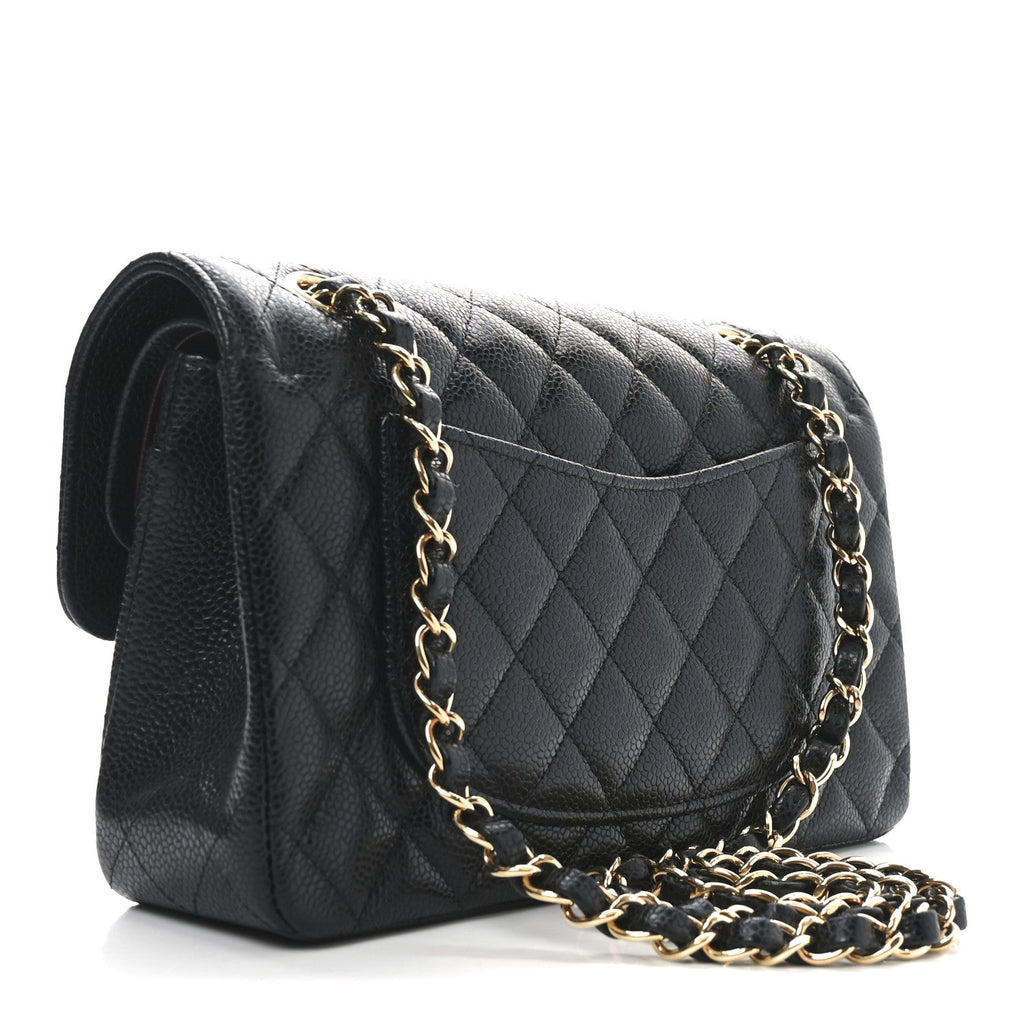 Caviar Quilted Small Double Flap Black