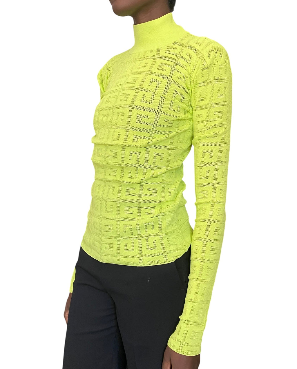 Givenchy Neon Green Mesh Logo Long Sleeve - S