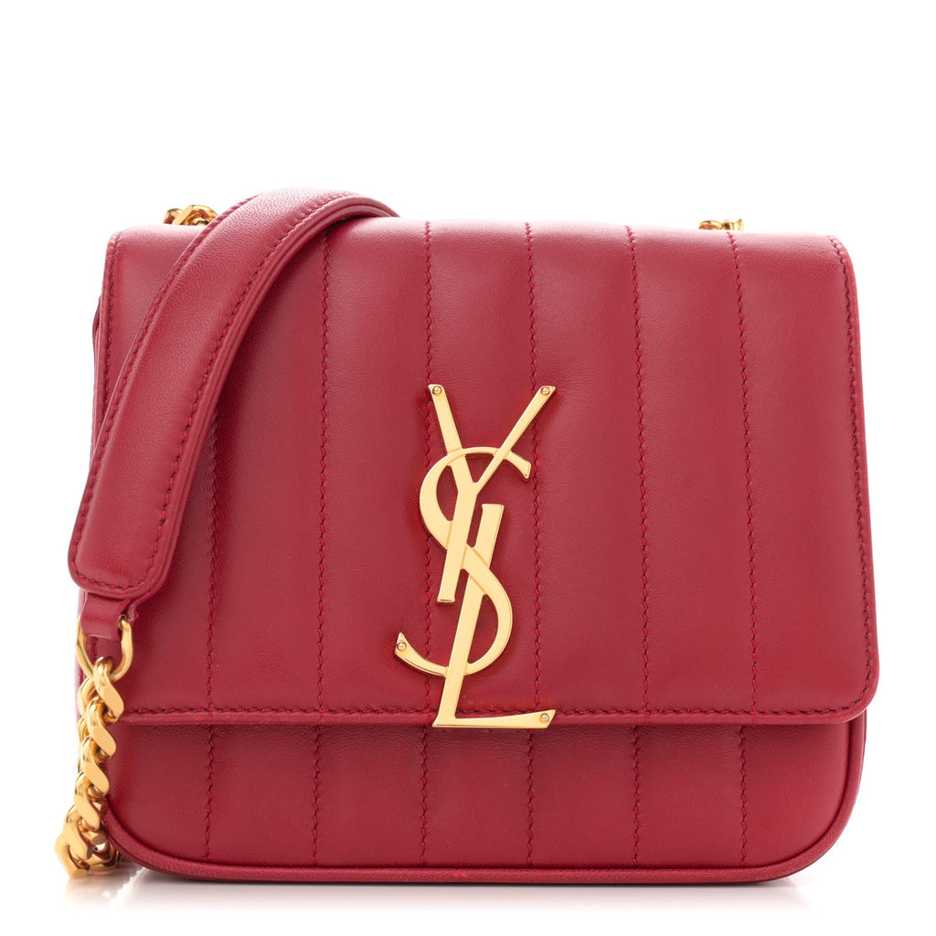 Lambskin Matelasse Monogram Small Vicky Chain Bag Red