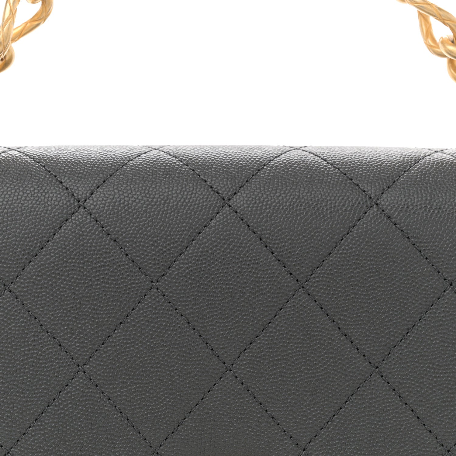 Caviar Quilted Bracelet On Chain Flap Dark Grey
