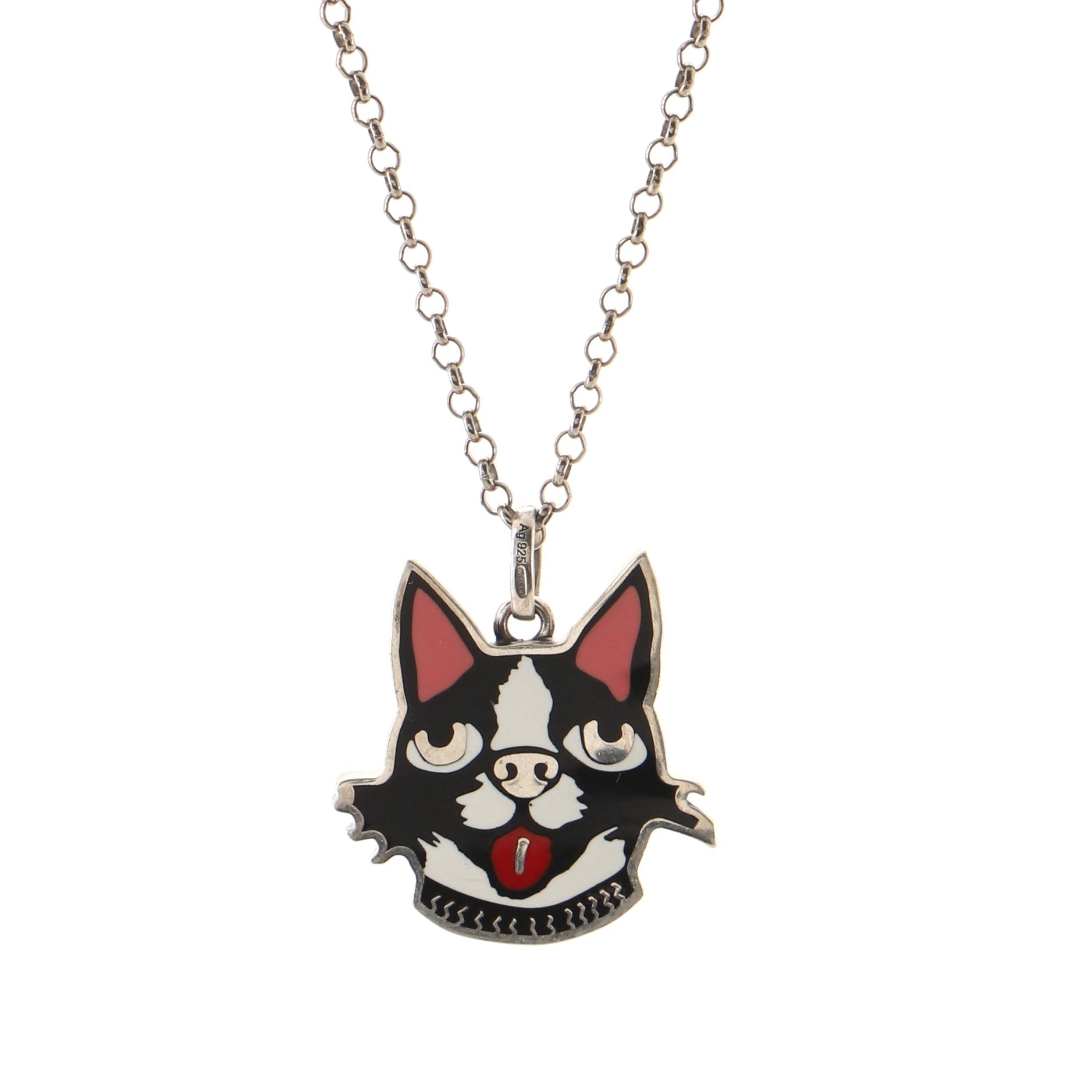 Bosco & Orso Pendant Necklace Sterling Silver and Enamel