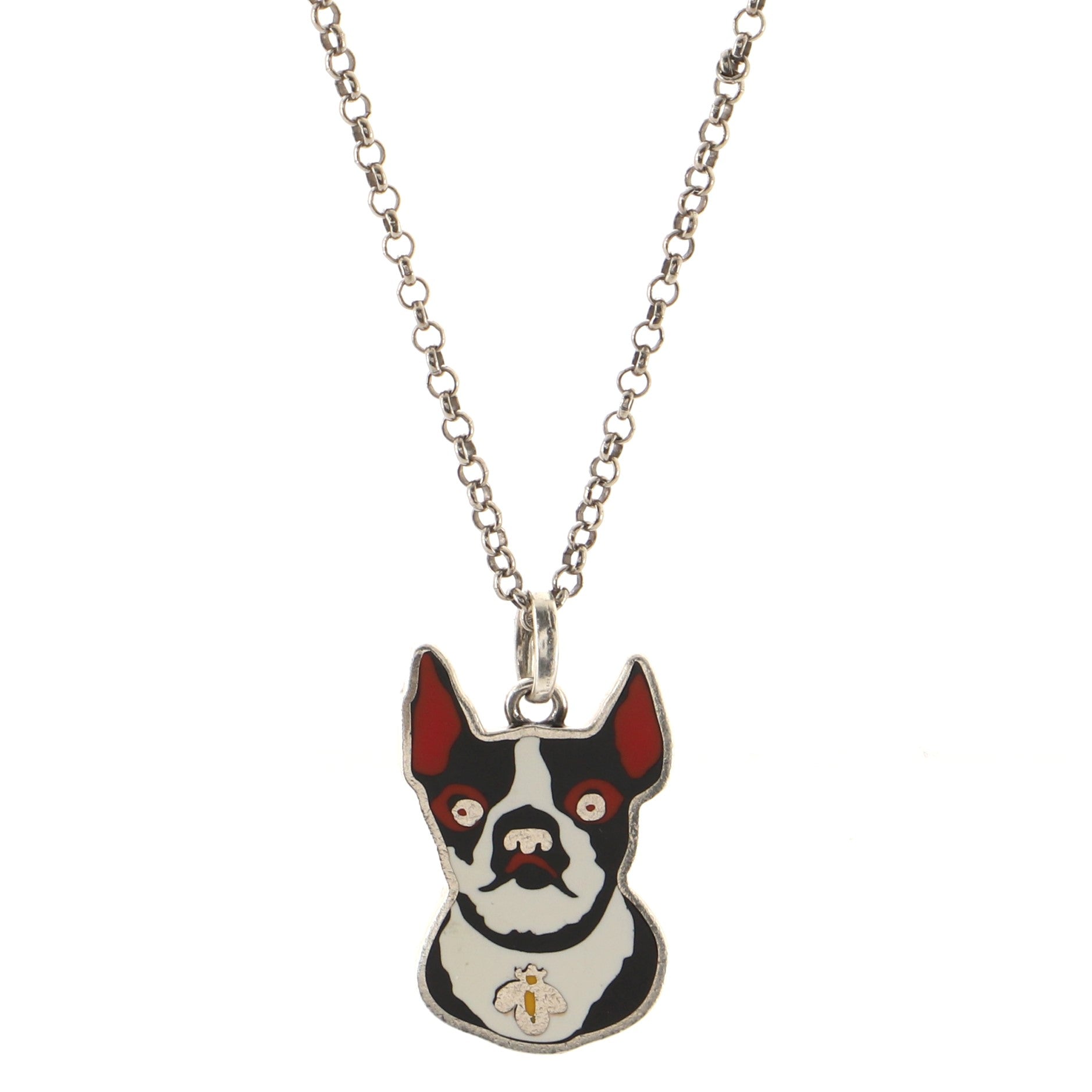 Bosco & Orso Pendant Necklace Sterling Silver and Enamel
