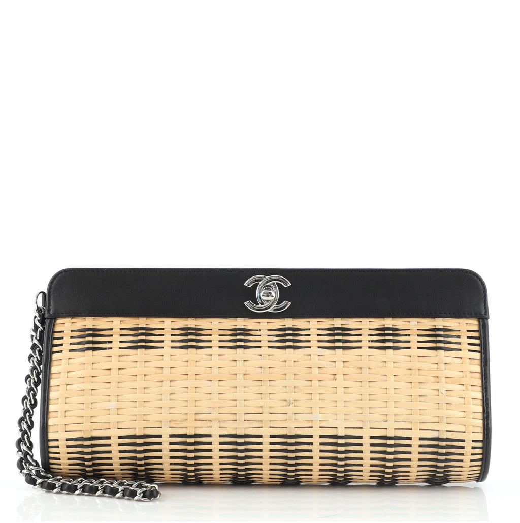 CC Wristlet Clutch Rattan and Calfskin