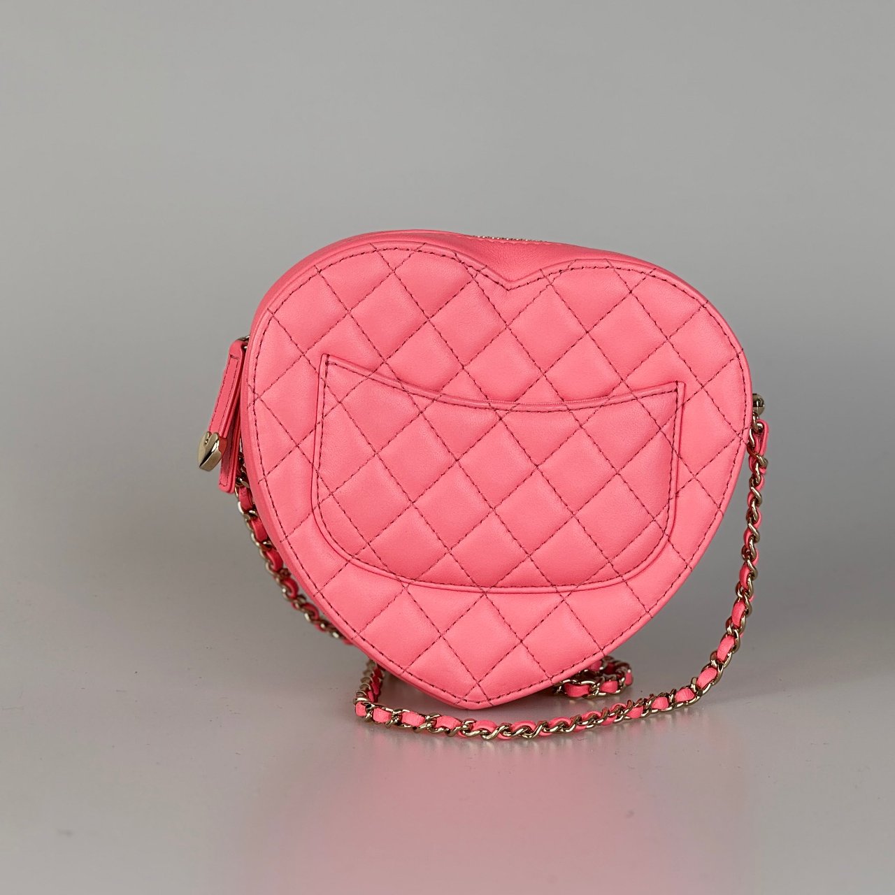 Chanel Pink Heart Bag in Lambskin Leather with Gold Hardware Large Size