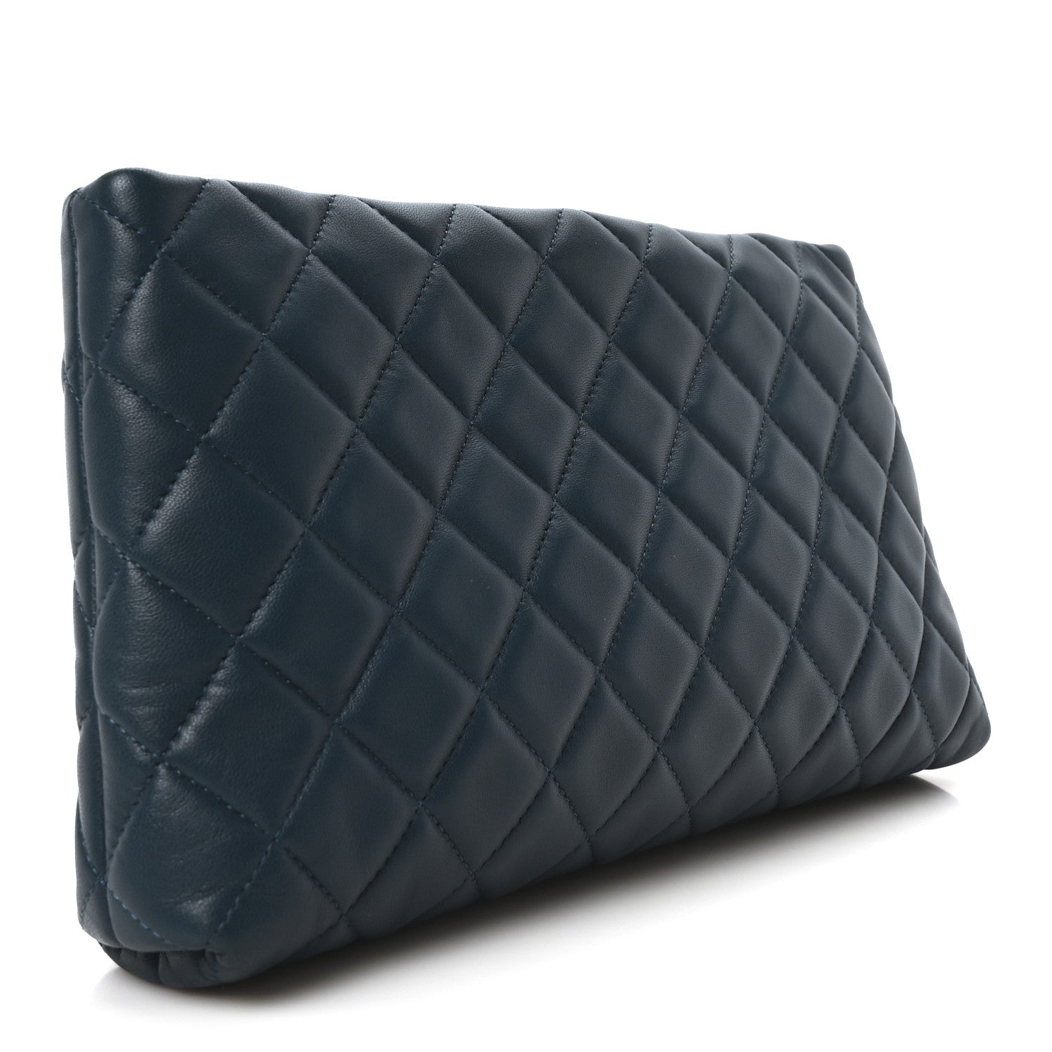Lambskin Quilted Clutch  Turquoise