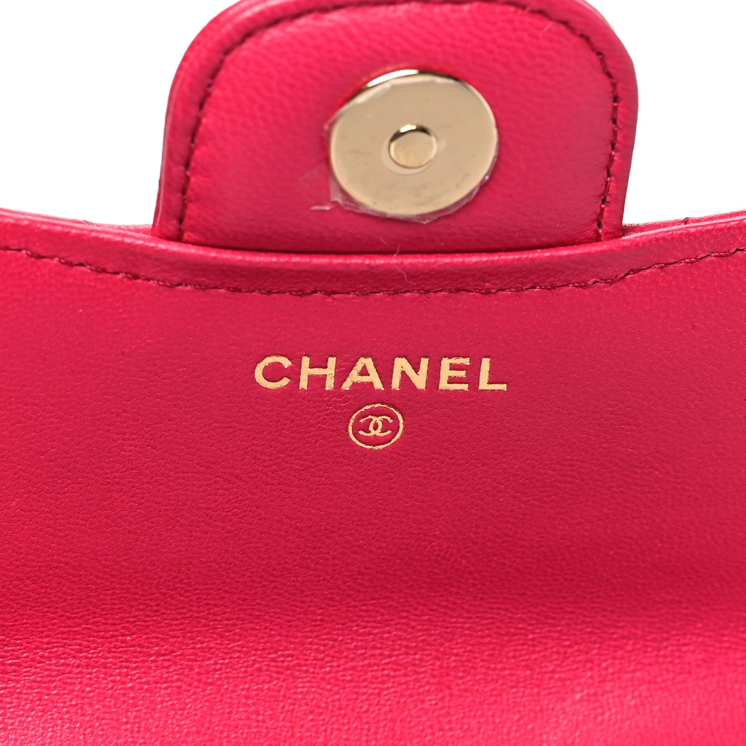 Lambskin Quilted Top Handle Flap Coin Purse With Chain Dark Pink