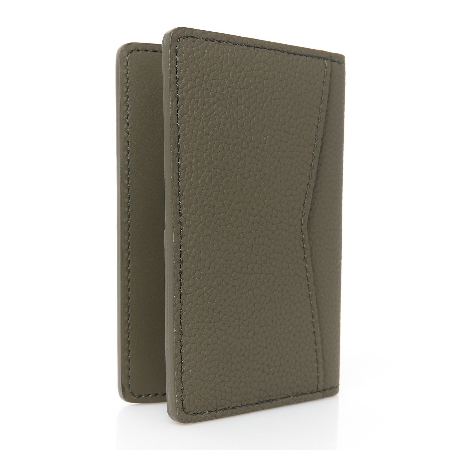 Grained Calfskin Aerogram Pocket Organizer Khaki