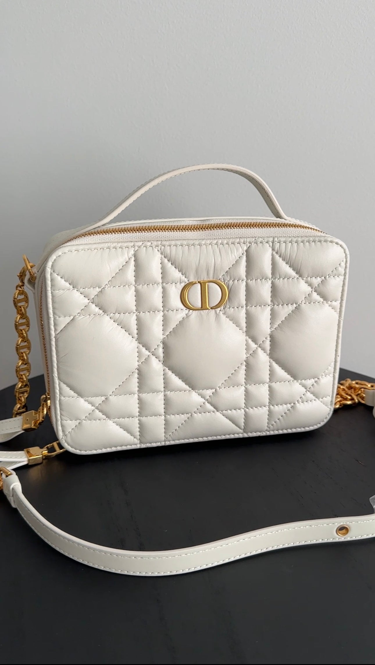 Christian Dior Caro Box  Pouch Bag with Chain Strap