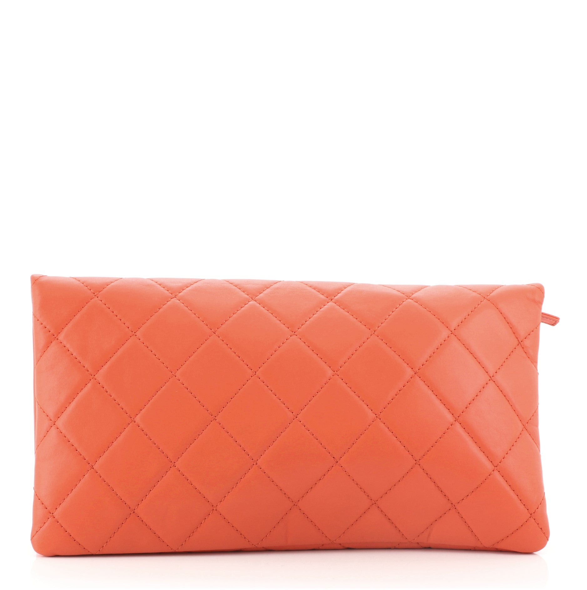 CC Foldover Clutch Quilted Lambskin Large