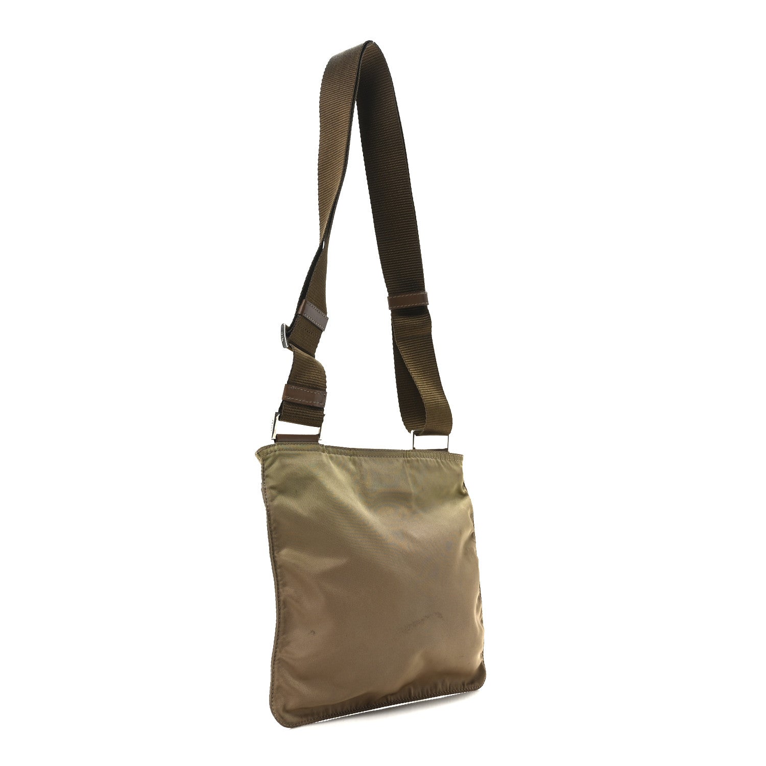 Tessuto Nylon Flat Messenger Bag Tabacco
