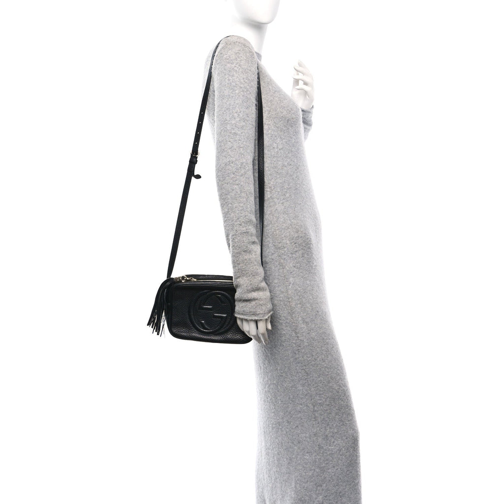 Pebbled Calfskin Small Soho Disco Bag Black