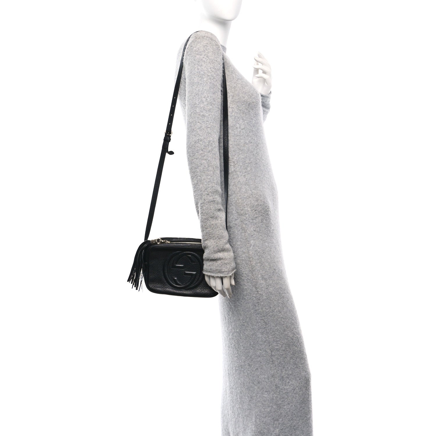 Pebbled Calfskin Small Soho Disco Bag Black