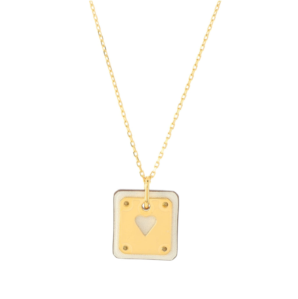 As de Coeur Pendant Necklace Metal and Leather Small