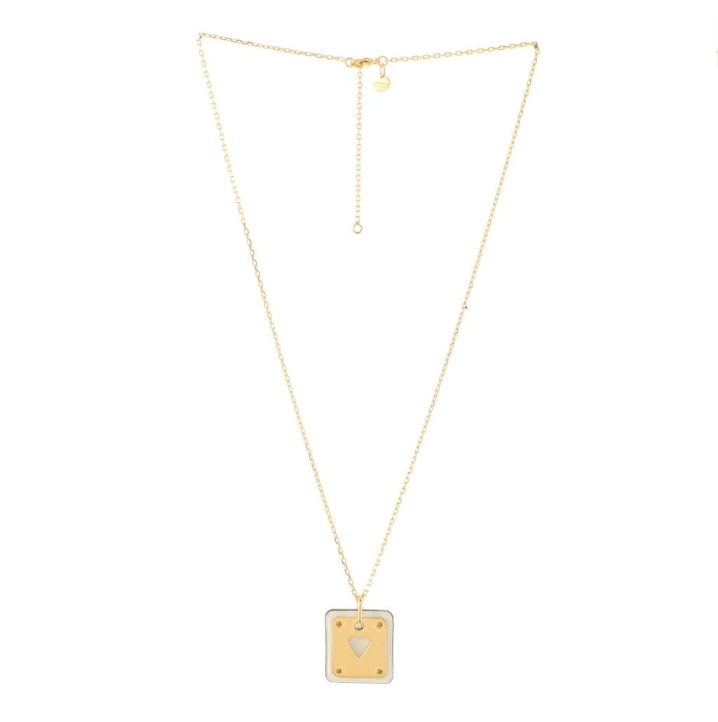 As de Coeur Pendant Necklace Metal and Leather Small