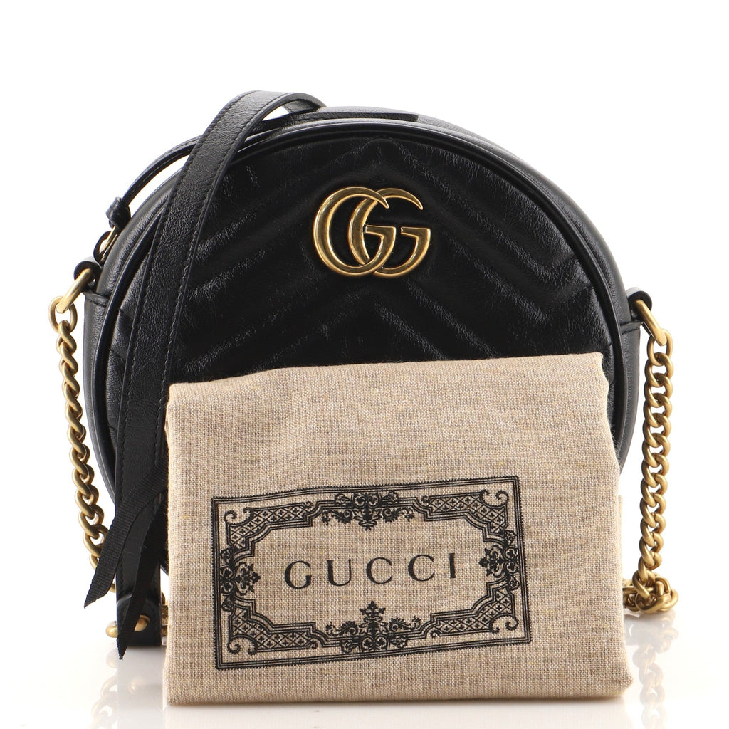 GG Marmont Round Shoulder Bag Matelasse Leather Mini